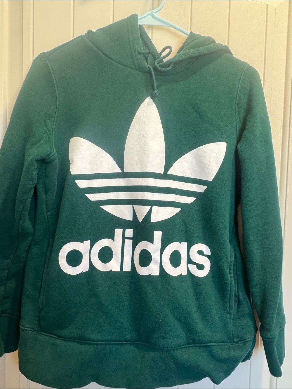 adidas Kids Green Hoodie with White Trefoil
